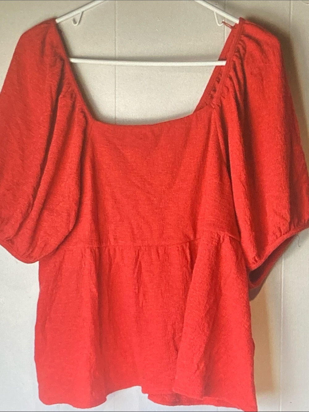 Madewell Scarlet Puff-Sleeve Square Neck Top